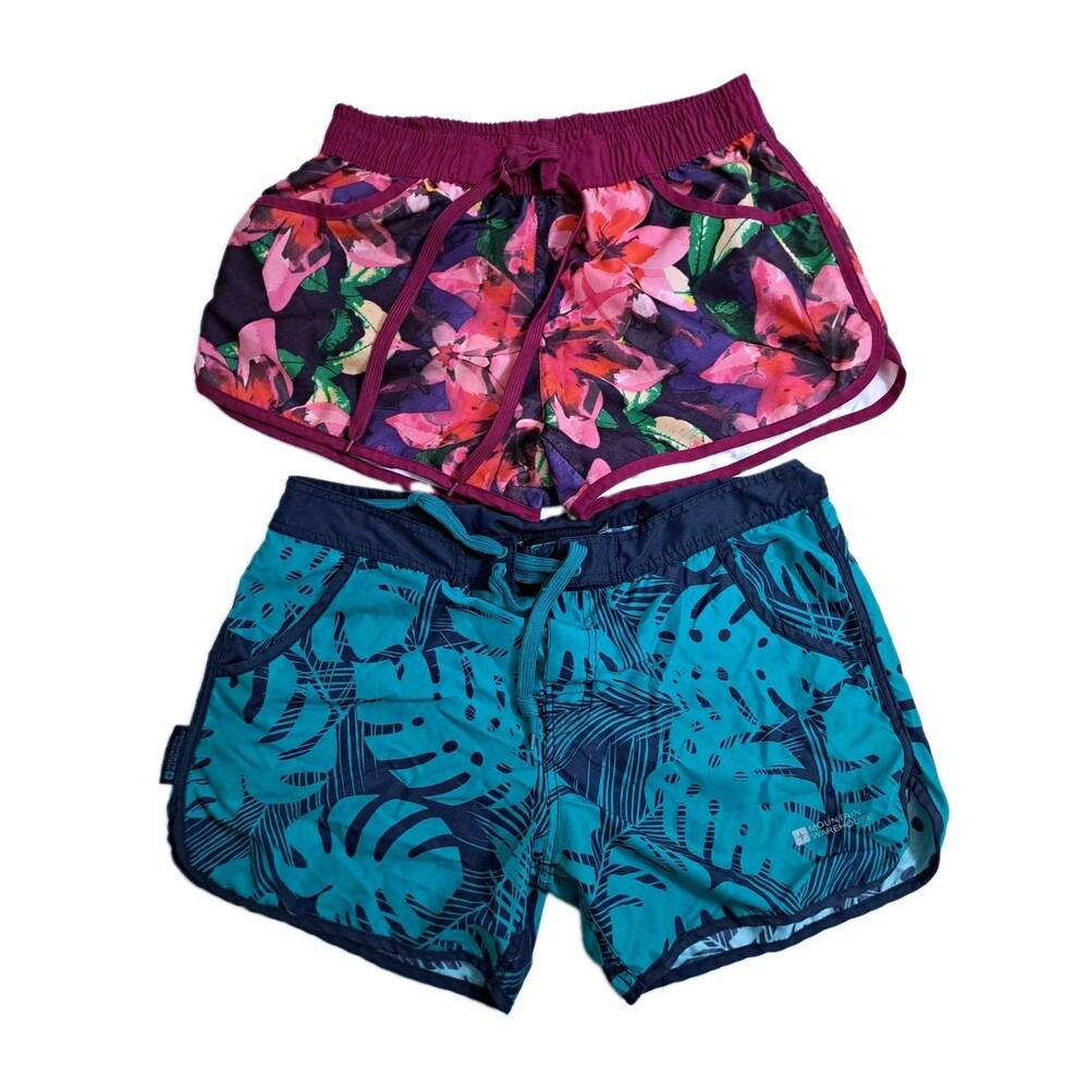 Mountain Warehouse Set of 2 Womens Size 8 Sport Shorts Hawaiian Floral Gym Run